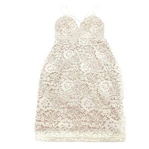 Windsor Full Lace Mini Dress Medium Womens White Beige Sexy Cocktail Strappy M